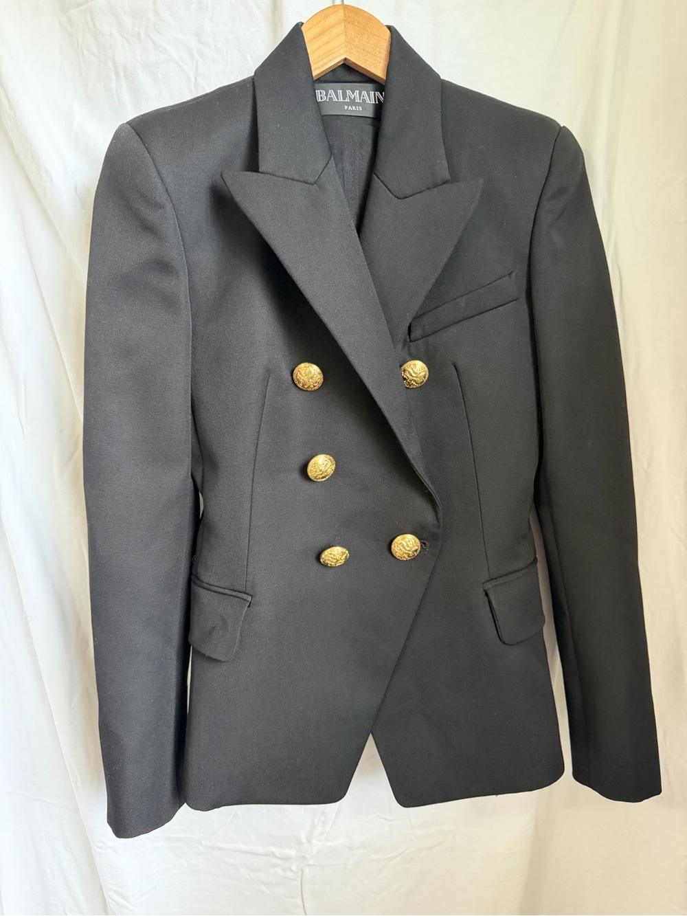 Balmain Black Tailored Jacket with Contrasting Label